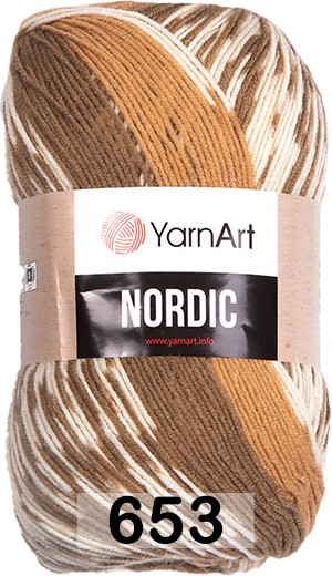 Пряжа YarnArt Nordic 653 коричн.горчич. белый