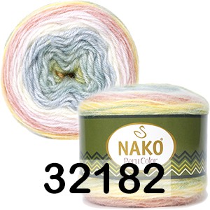 Пряжа Nako Peru Color 32182 бел.желт. роз.голуб.