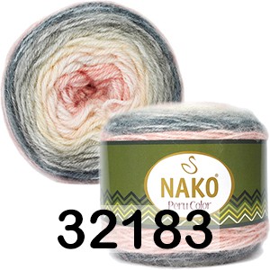 Пряжа Nako Peru Color 32183 сер.-роз.-беж.