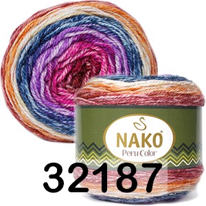 Пряжа Nako Peru Color 32187 т.син.мал. фиол.терракот.беж