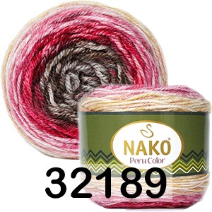 Пряжа Nako Peru Color 32189 малин. печоч.коричн.