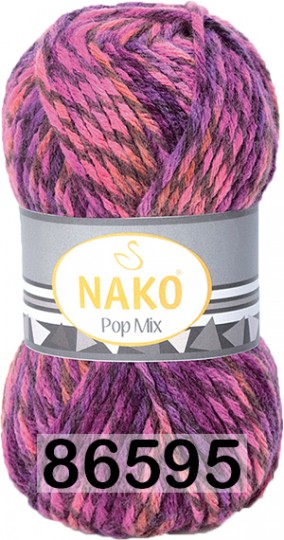 Пряжа Nako Pop Mix 86752 черн.бел.сер.розовый