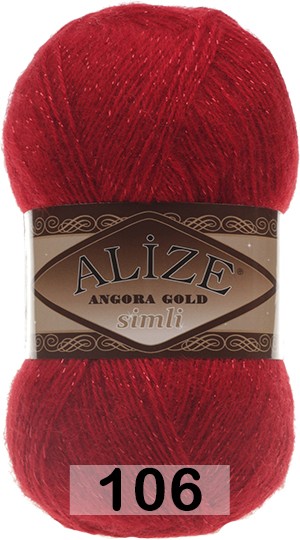 Пряжа Alize Angora Gold Simli 106 красный