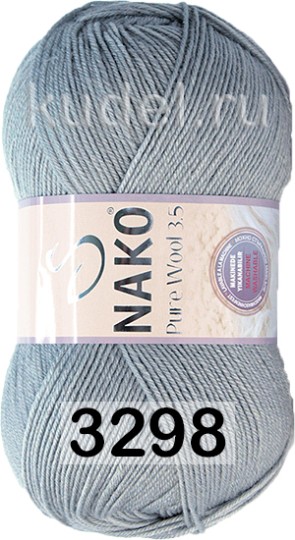 Пряжа Nako Pure Wool 3.5 03298 серый