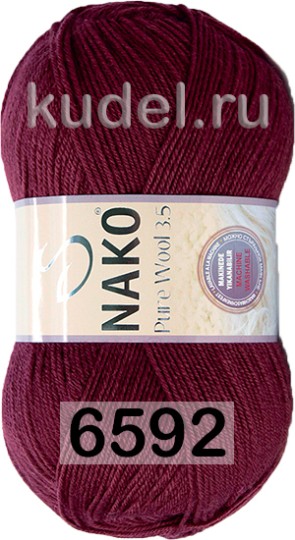 Пряжа Nako Pure Wool 3.5 06592 бордовый