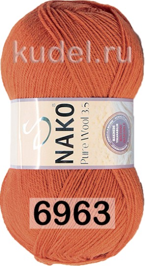 Пряжа Nako Pure Wool 3.5 06963 оранжевый
