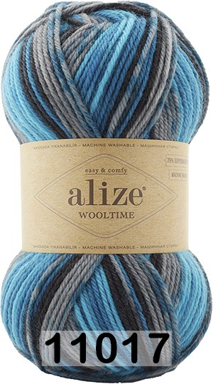 Пряжа Alize Wooltime 11017 голуб.син.серый
