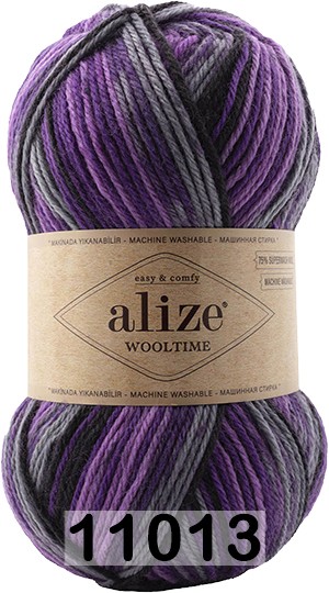 Пряжа Alize Wooltime 11013 сирен.фиолет. серый