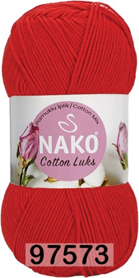 Пряжа Nako Cotton Luks 97573 алый