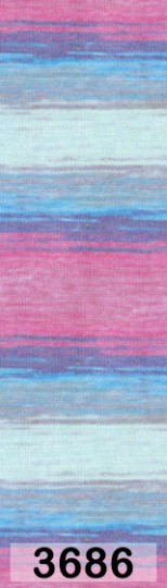 Пряжа Alize Bella Batik 100 3686 розово голубой