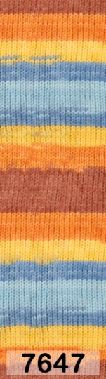 Пряжа Alize Burcum Batik 7647 СИН.ЖЕЛ. ОРАНЖ.