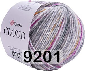 Пряжа YarnArt Cloud 9201 серый меланж