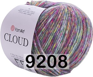 Пряжа YarnArt Cloud 9208 зелено-ягодный меланж