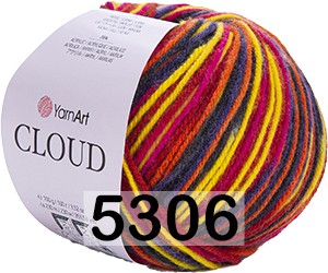 Пряжа YarnArt Cloud 5306 желтый-фуксия-т.синий