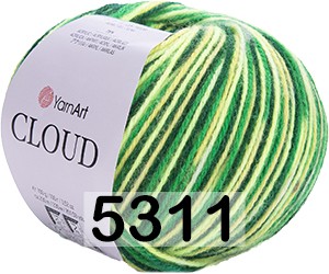 Пряжа YarnArt Cloud 5311 зелено-желтый меланж