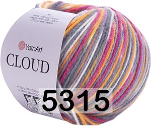 Пряжа YarnArt Cloud 5315 серо-оранжевый-фуксия