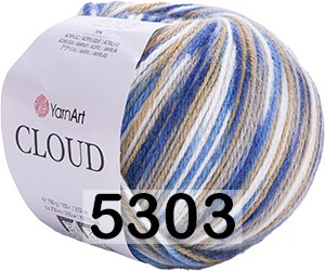 Пряжа YarnArt Cloud 5303 синий-белый-беж