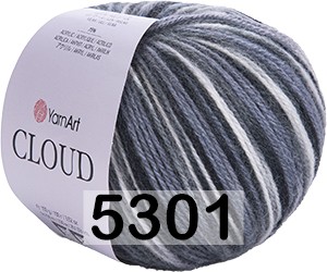 Пряжа YarnArt Cloud 5301 черно-серый