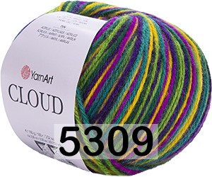 Пряжа YarnArt Cloud 5309 фиолетовый-фуксия-зеленый