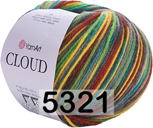 Пряжа YarnArt Cloud 5321 коричнево-зелено-желтый