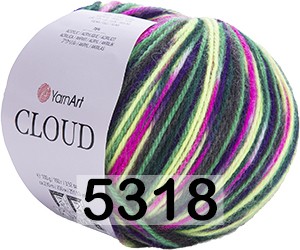 Пряжа YarnArt Cloud 5318 салат.-зелееный, черный-фуксия