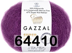 Пряжа Gazzal Super Kid Mohair 64410 фиолетовый