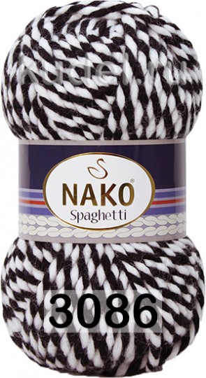Пряжа Nako Spaghetti 03086 ЧЕРНО-БЕЛЫЙ