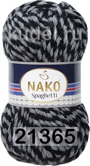 Пряжа Nako Spaghetti 21365 СВ.СЕР.-ЧЕРНЫЙ