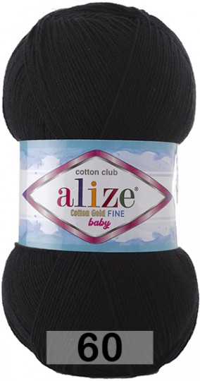 Пряжа Alize Cotton Gold Fine Baby 60 черный