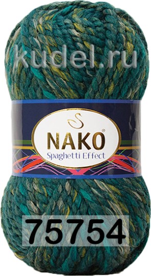 Пряжа Nako Spaghetti Effect 75754 зеленый