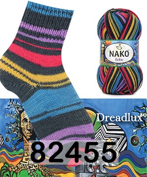 Пряжа Nako Boho Konsept 82455 ЧЕРН.ЖЕЛТ. КРАСН.ЗЕЛ.СИН.
