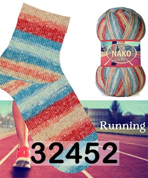 Пряжа Nako Boho Konsept 32452 БИРЮЗ.КРАСН.БЕЖ.