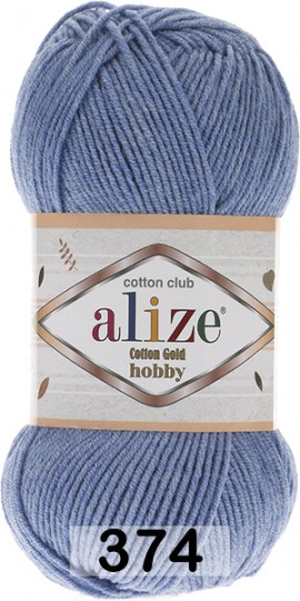 Пряжа Alize Cotton Gold Hobby 374 голубой меланж