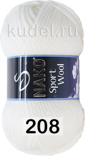 Пряжа Nako Sport Wool 00208 БЕЛЫЙ