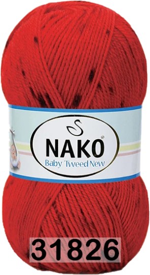 Пряжа Nako Baby Tweed New 31826 красный