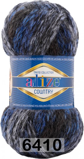 Пряжа Alize Country new 6410 ЧЕРНО СИНИЙ