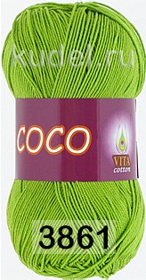 Пряжа Vita cotton Coco 3861 ярко-зеленый