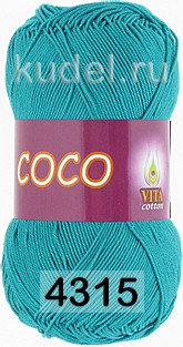 Пряжа Vita cotton Coco 4315 т.зеленая бирюза