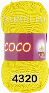 Пряжа Vita cotton Coco 4320 ярко-желтый
