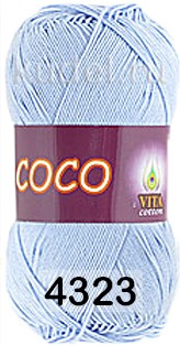 Пряжа Vita cotton Coco 4323 светло-голубой