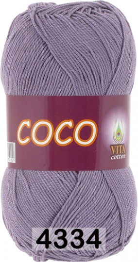 Пряжа Vita cotton Coco 4334 дымчато-сиреневый