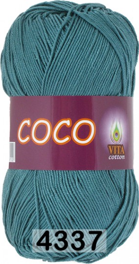 Пряжа Vita cotton Coco 4337 дымчато-голубой