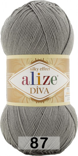 Пряжа Alize Diva 87 т.серый