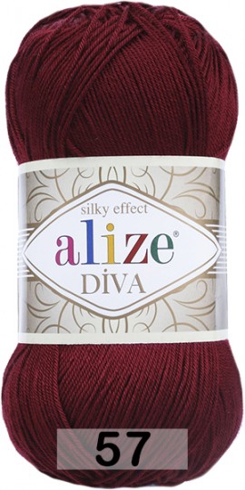 Пряжа Alize Diva 57 бордовый