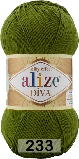 Пряжа Alize Diva 0233 оливковый
