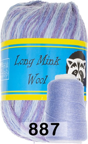 Пряжа Пух норки Long Mink Wool 887 фиолет.голуб.меланж