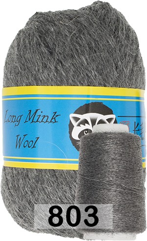 Пряжа Пух норки Long Mink Wool 803 т.серый меланж