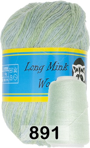 Пряжа Пух норки Long Mink Wool 891 мятно-голубой меланж