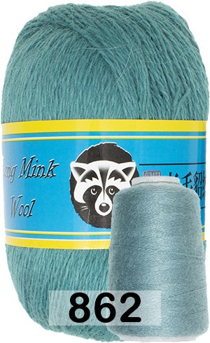 Пряжа Пух норки Long Mink Wool 862 бирюзово-синий