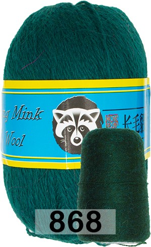 Пряжа Пух норки Long Mink Wool 868 т.зеленый